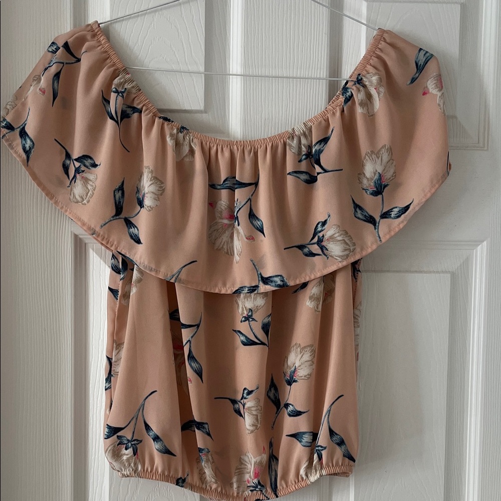 Sienna Sky Peach Floral Off-Shoulder Blouse